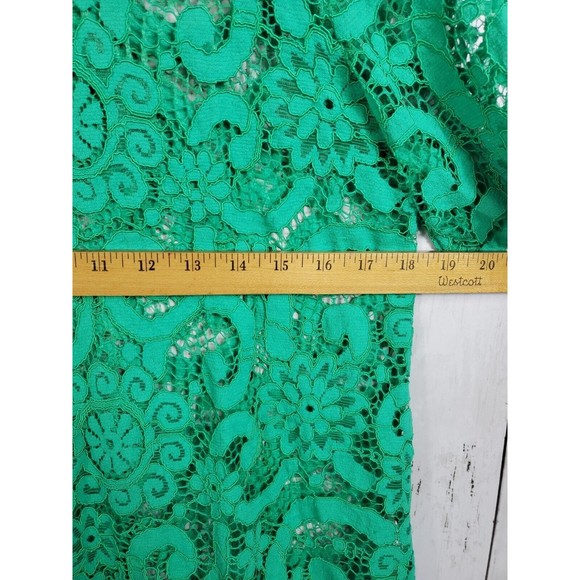 Nanette Lepore Green Lace Blouse Tie Back Women's Medium Short Sleeve Eyelet GUC - Picture 4 of 5